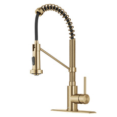 KRAUS Bolden Commercial Style Pull-Down Single Handle Kitchen Faucet with Deck Plate