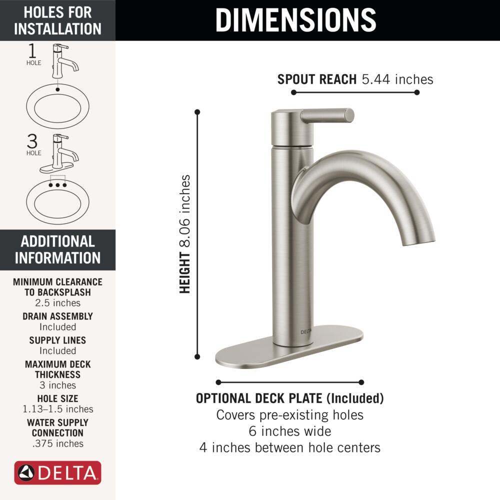 Delta Nicoli Single Hole Bathroom Sink Faucet Single Handle