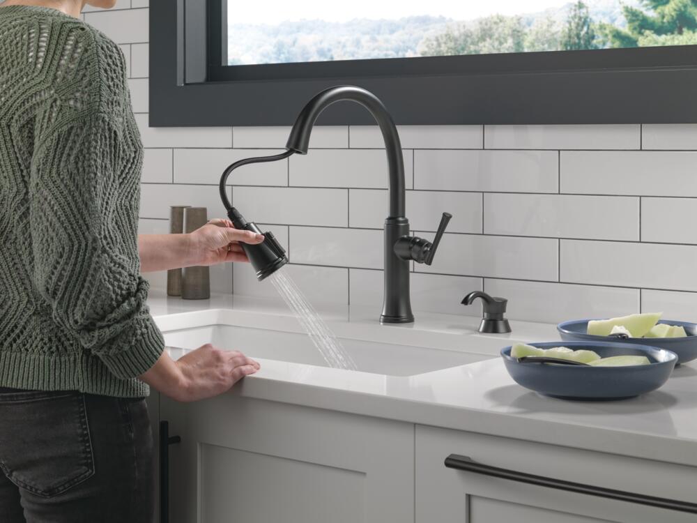 Delta Eldridge Pull-Down Kitchen Faucet with Soap Dispenser