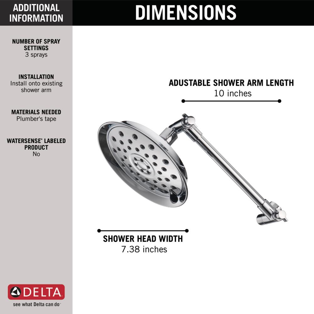 Delta Universal Shower Head with Adjustable Arm Certified Refurbished