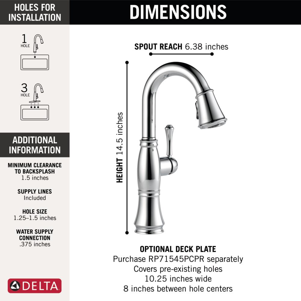 Delta Cassidy Single Handle Pull-Down Bar/Prep Faucet