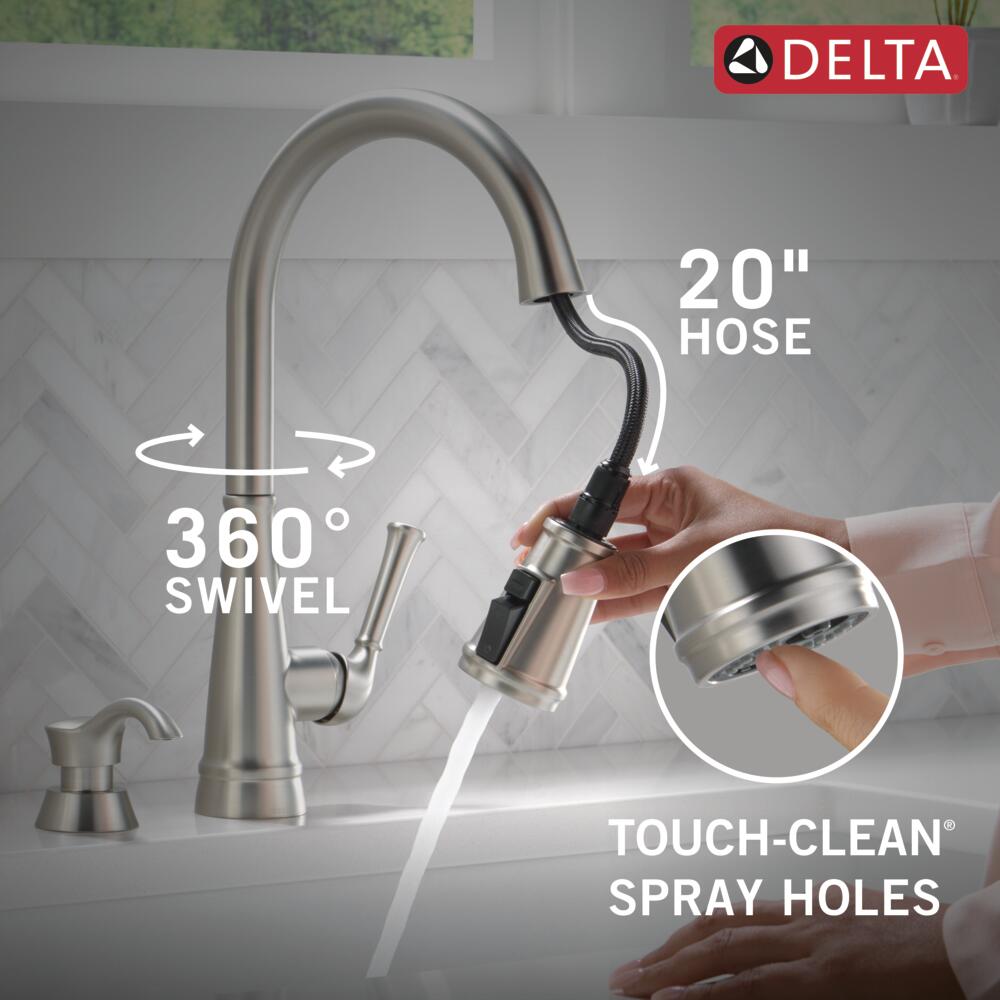 Delta Alpen Pull-Down Kitchen Faucet Single Handle with Soap Dispenser Certified Refurbished