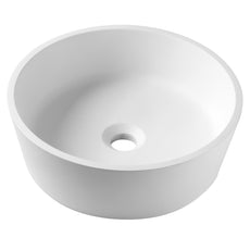 KRAUS Natura Round Vessel Composite Bathroom Sink with Matte Finish and Nano Coating in White