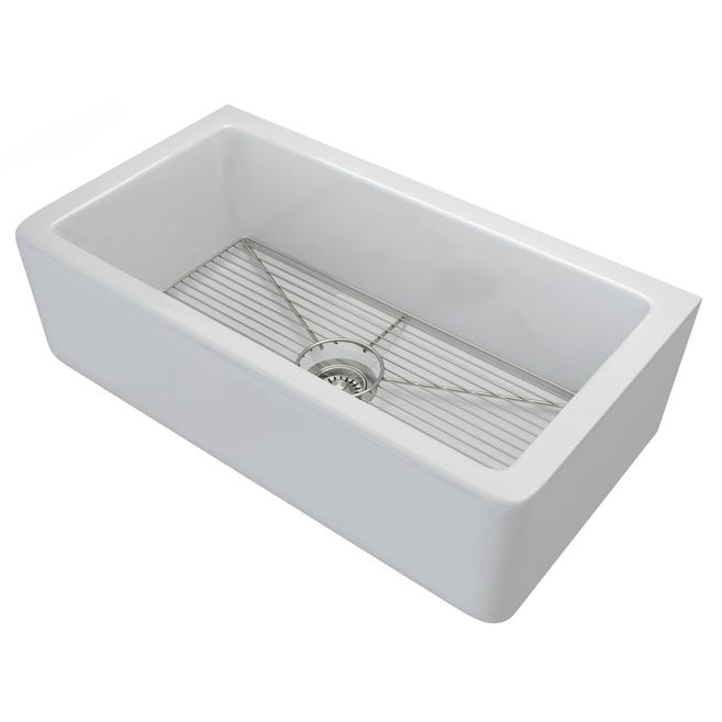 Kraus Reversible Apron Front 33 in. Farmhouse Fireclay Single Bowl Kitchen Sink in Gloss White