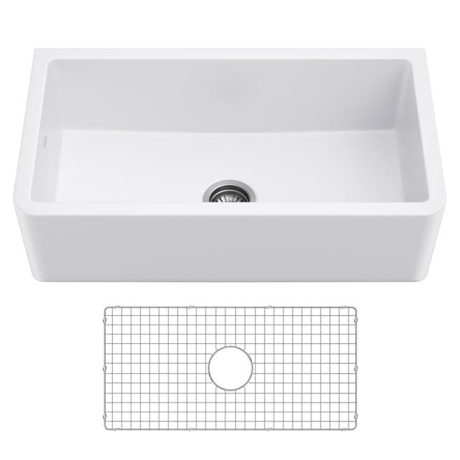 Kraus Reversible Apron Front 33 in. Farmhouse Fireclay Single Bowl Kitchen Sink in Gloss White