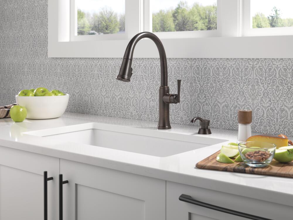 Delta Eldridge Pull-Down Kitchen Faucet with Soap Dispenser