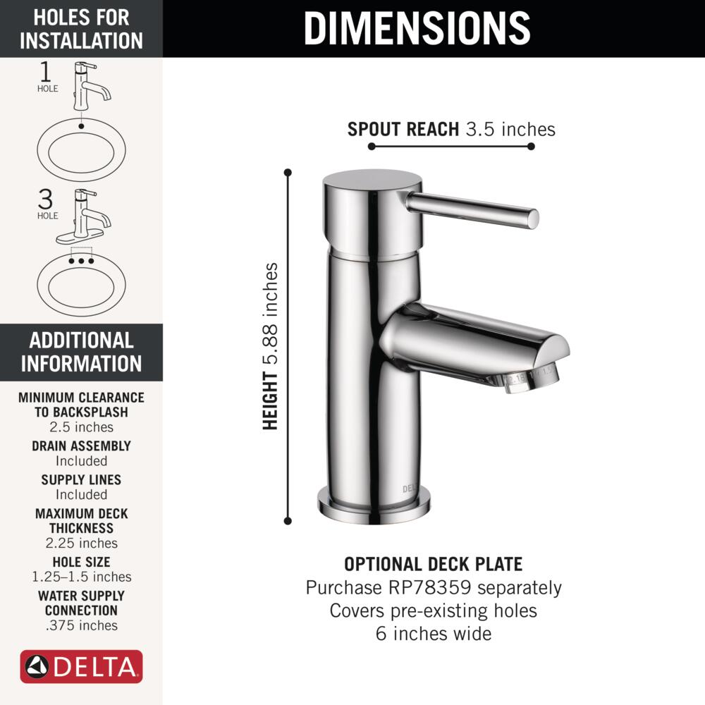 Delta Trinsic Single Handle Bathroom Sink Faucet 1.0 GPM Project Pack