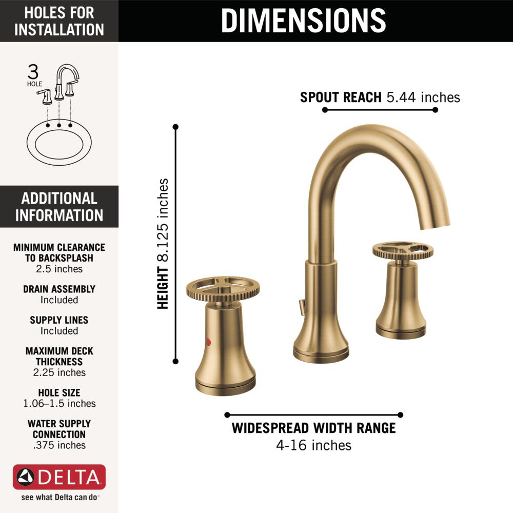 Delta Trinsic Widespread Bathroom Faucet with Metal Pop-Up Certified Refurbished