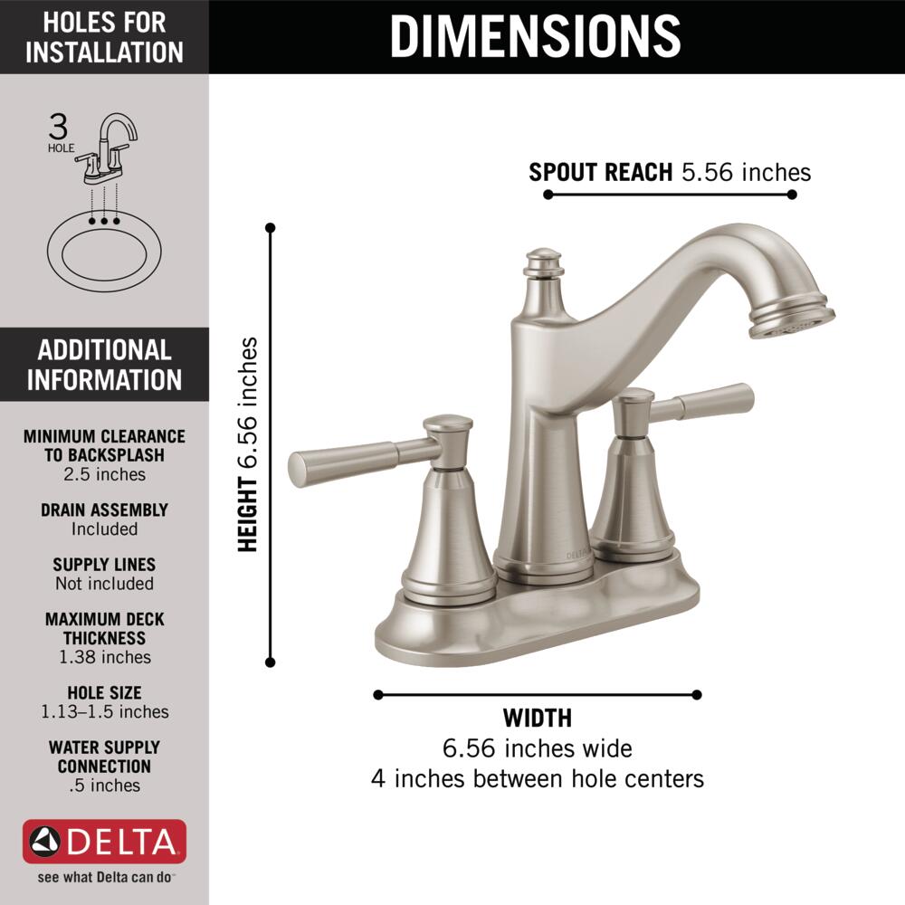 Delta Mylan Two Handle Centerset Bathroom Sink Faucet