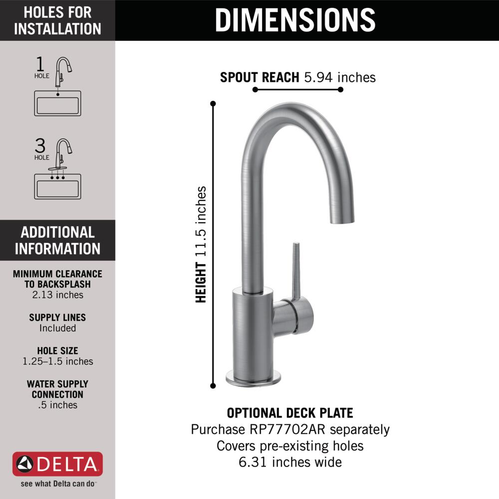 Delta Trinsic Contemporary Bar Faucet Certified Refurbished