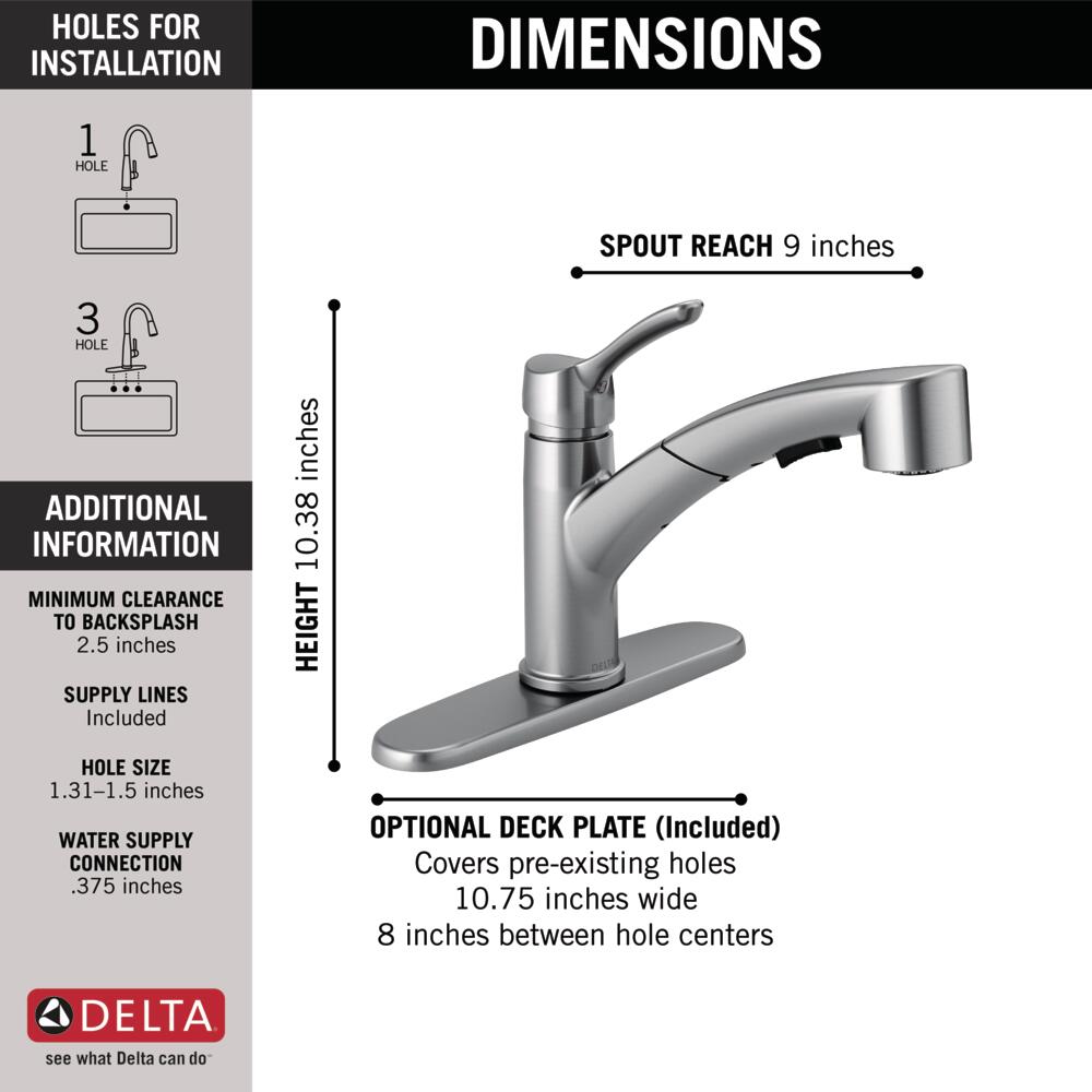 Delta Collins Pullout Kitchen Faucet Single Handle Certified Refurbished