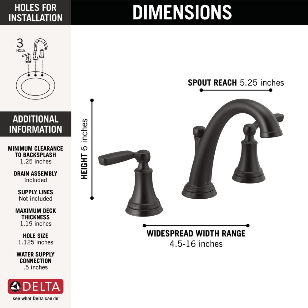 Delta Woodhurst Widespread Bathroom Sink Faucet Two Handle