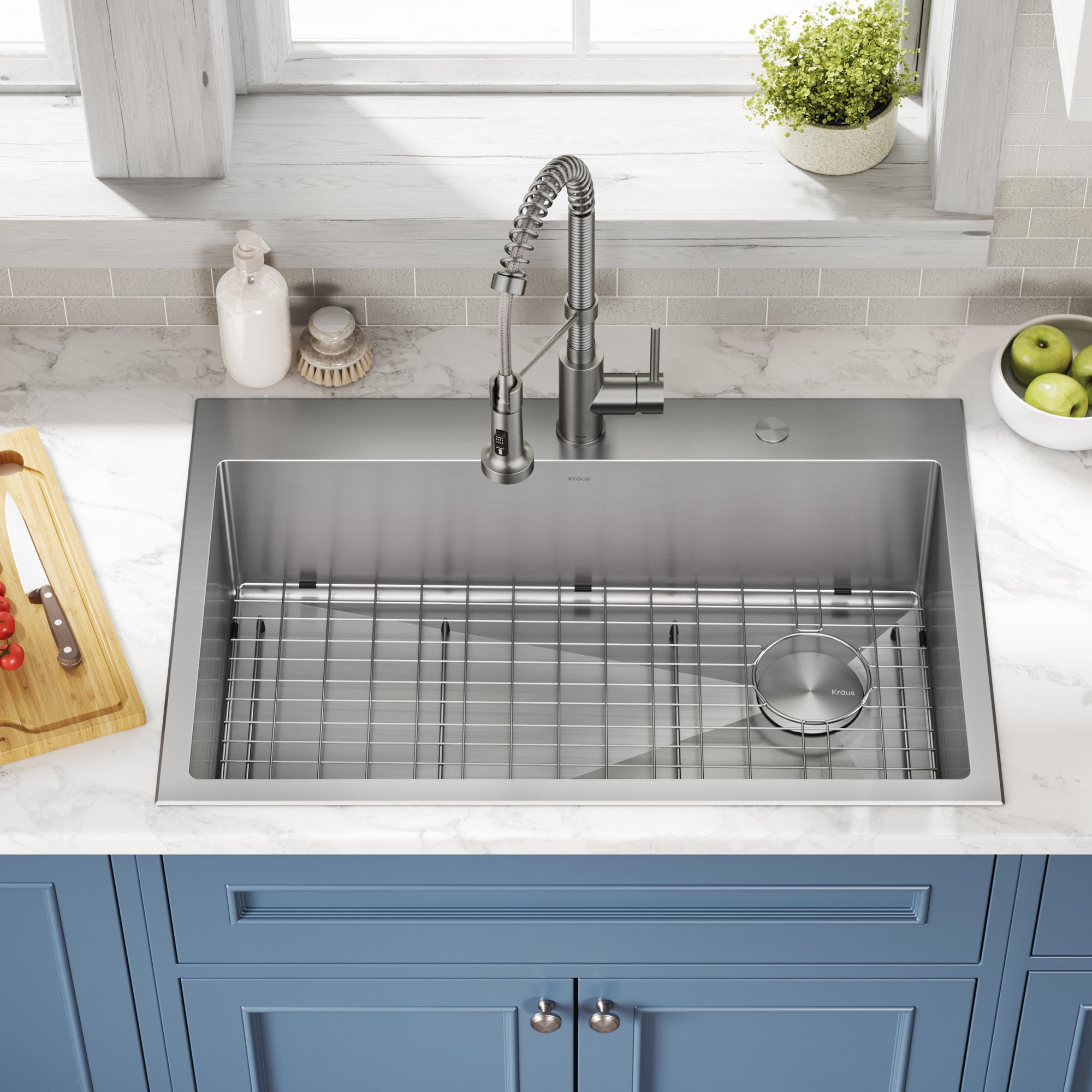 Kraus Loften Drop-In 33 in. Single Bowl Kitchen Sink with Faucet
