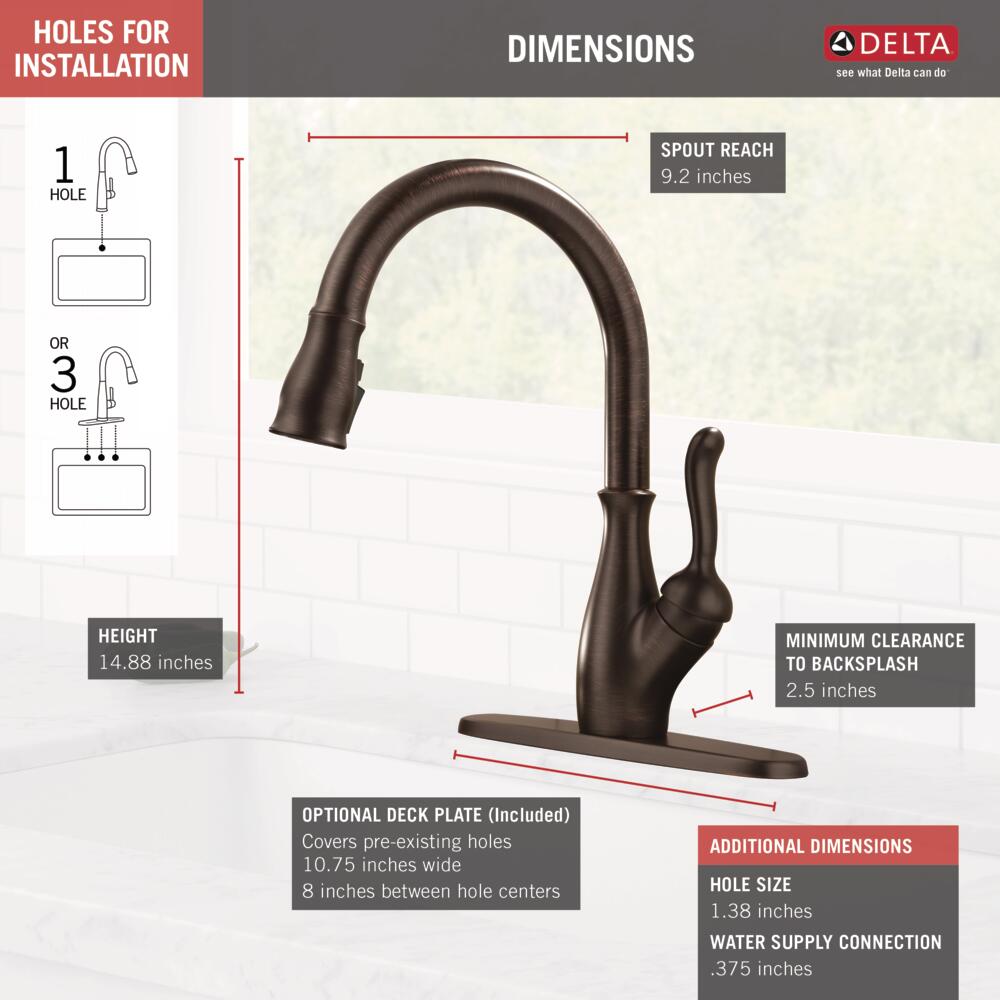 Delta Leland Single Handle Pull-Down Kitchen Faucet with ShieldSpray® Technology Certified Refurbished