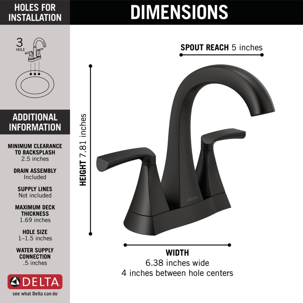 Delta Pierce Centerset Bathroom Sink Faucet Two Handle