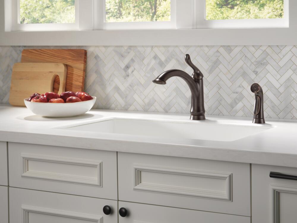 Delta Linden Kitchen Faucet Single Handle with Soap Dispenser