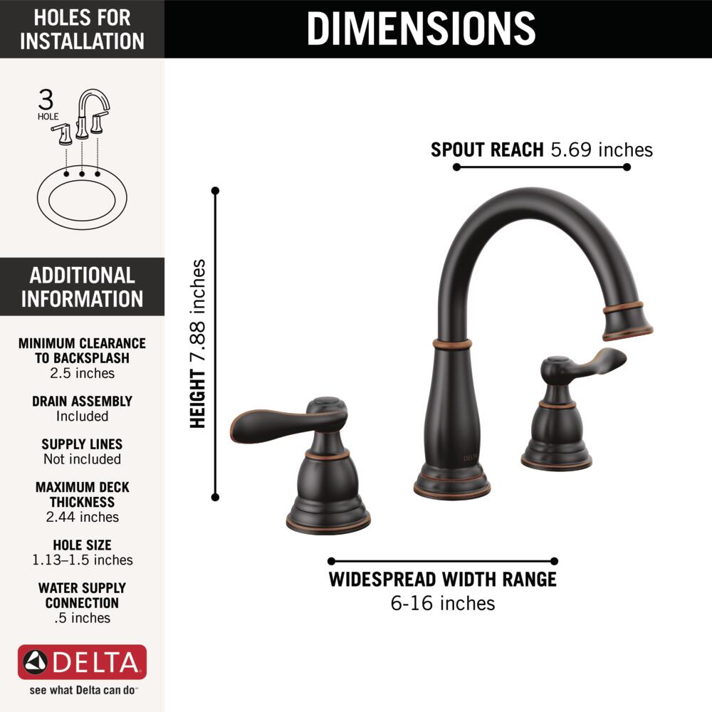 Delta Windemere Widespread Bathroom Sink Faucet Two Handle