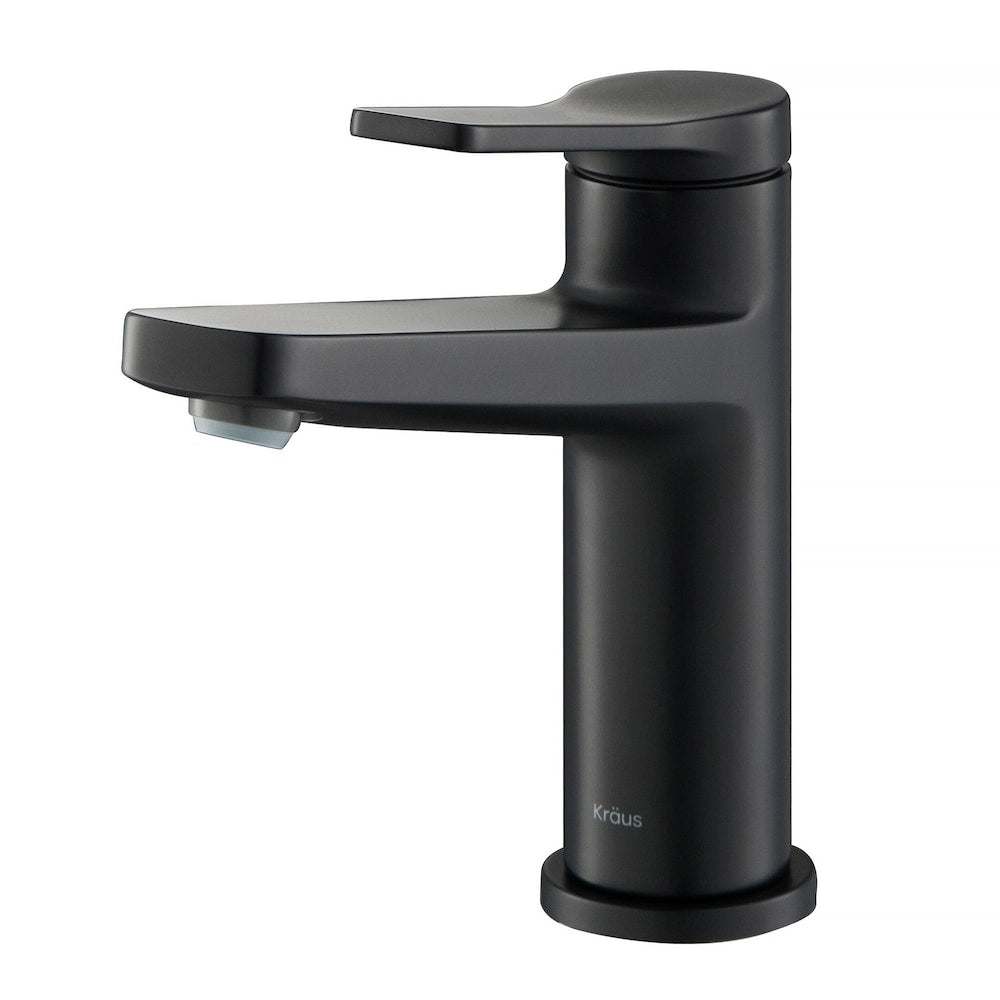 Kraus Indy Matte Black Single hole 1-handle WaterSense Low-arc Commercial/Residential Handle Bathroom Sink Faucet 2 -Pack