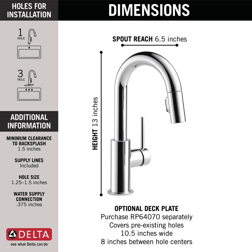 Delta Trinsic Single Handle Pull-Down Bar/Prep Faucet