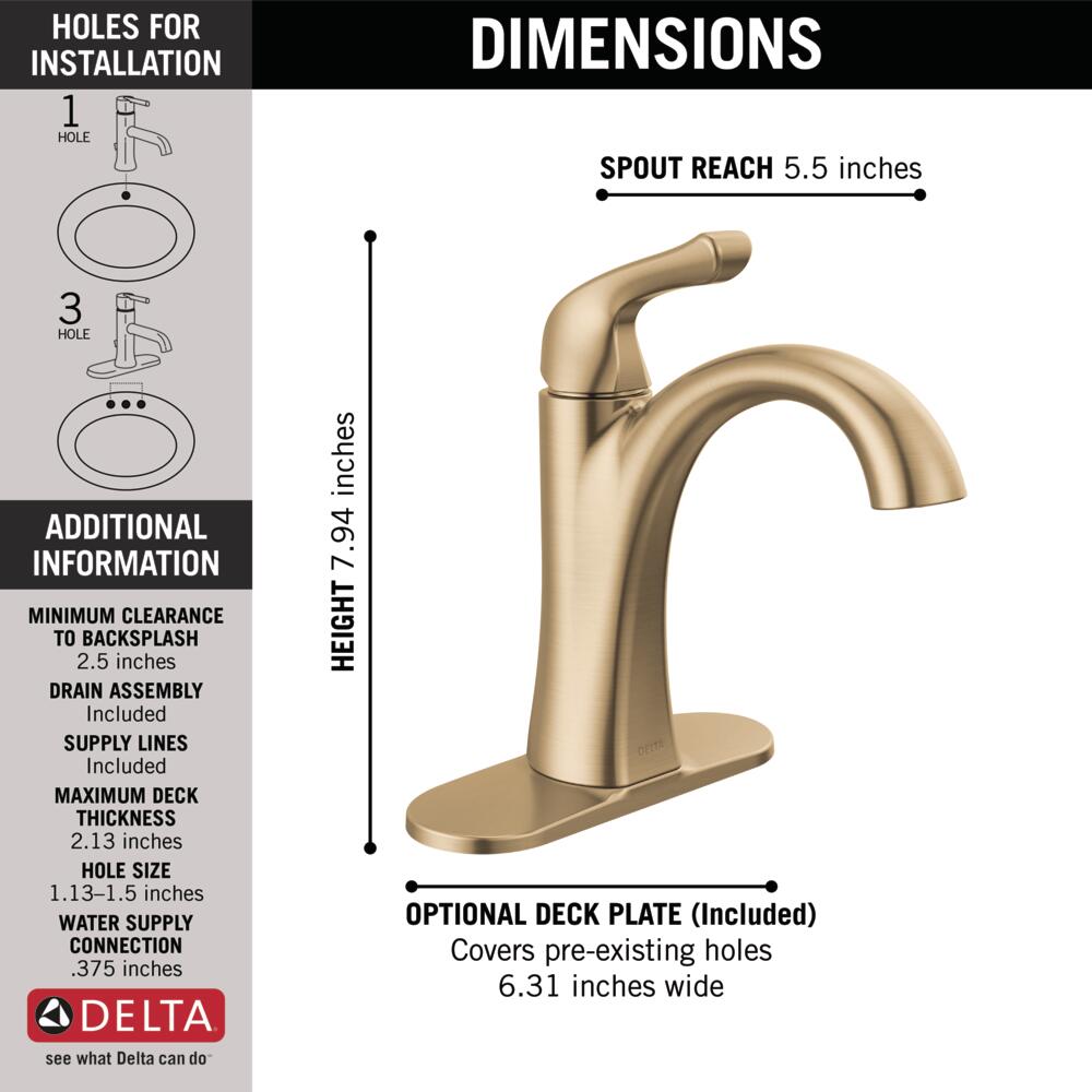 Delta Arvo Single Handle Single-Hole Bathroom Faucet