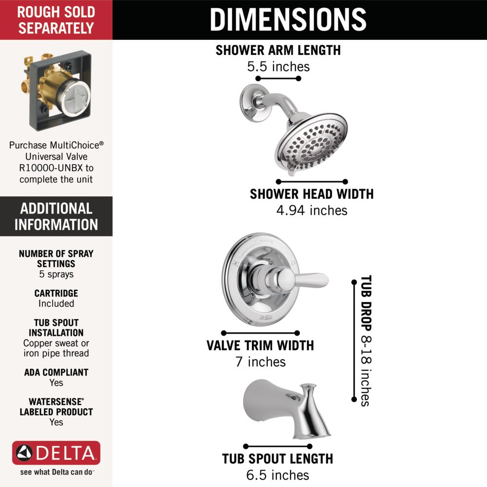 Delta Lahara Tub and Shower Trim Single Handle 14 Series