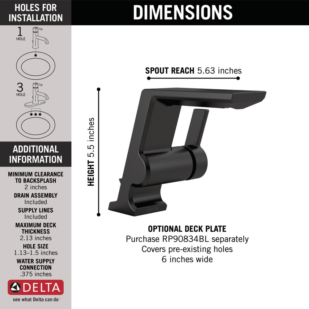 Delta Pivotal Single Hole Single Handle Bathroom Sink Faucet with Metal Drain Assembly