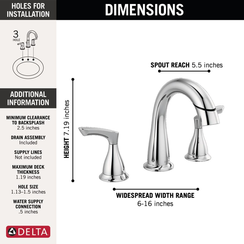 Delta Broadmoor Two Handle Widespread Pull-Down Bathroom Sink Faucet