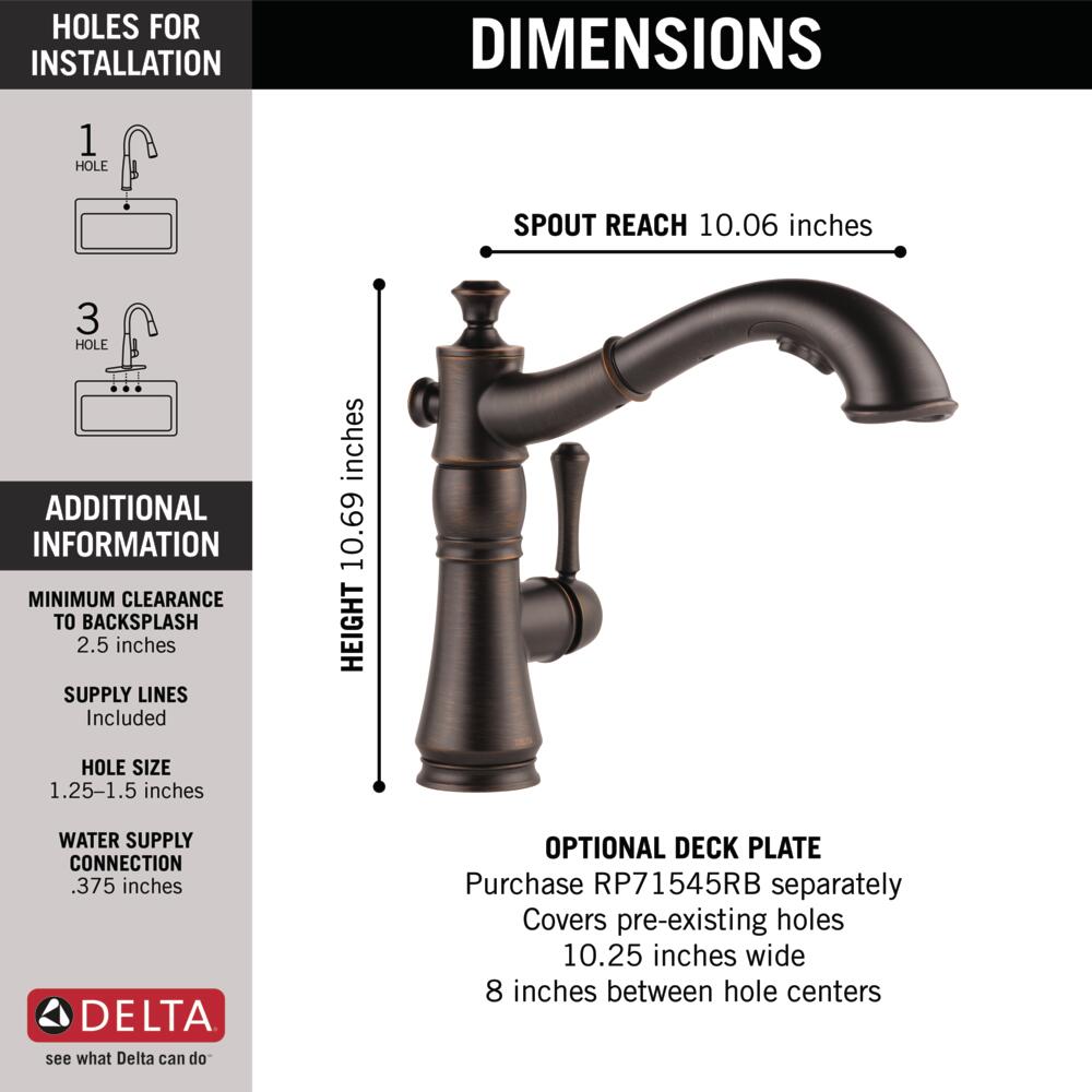 Delta Cassidy Pullout Kitchen Faucet Single Handle Certified Refurbished