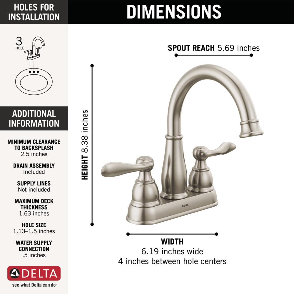 Delta Windemere Centerset Bathroom Sink Faucet Two Handle