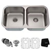KRAUS Premier 32-inch 18 Gauge Undermount 50/50 Double Bowl Stainless Steel Kitchen Sink