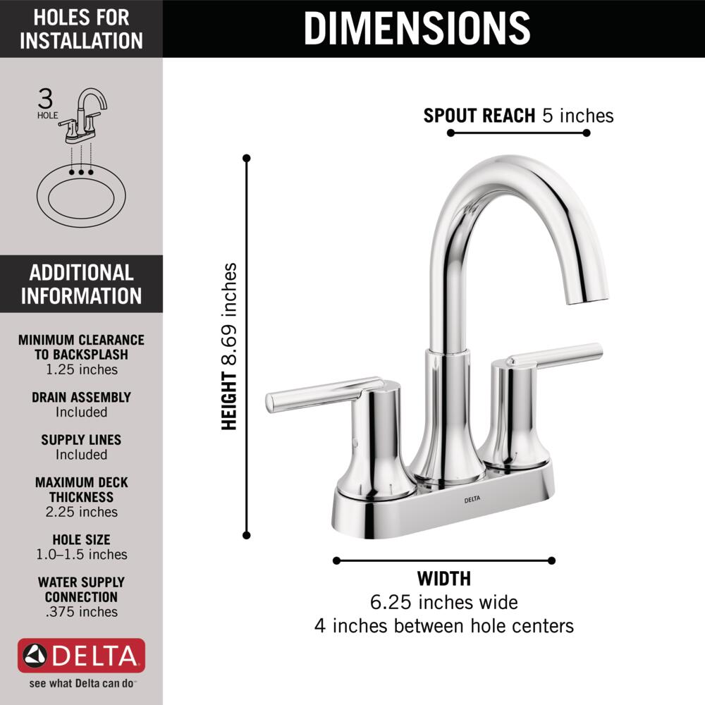 Delta Trinsic Centerset Bathroom Faucet Certified Refurbished