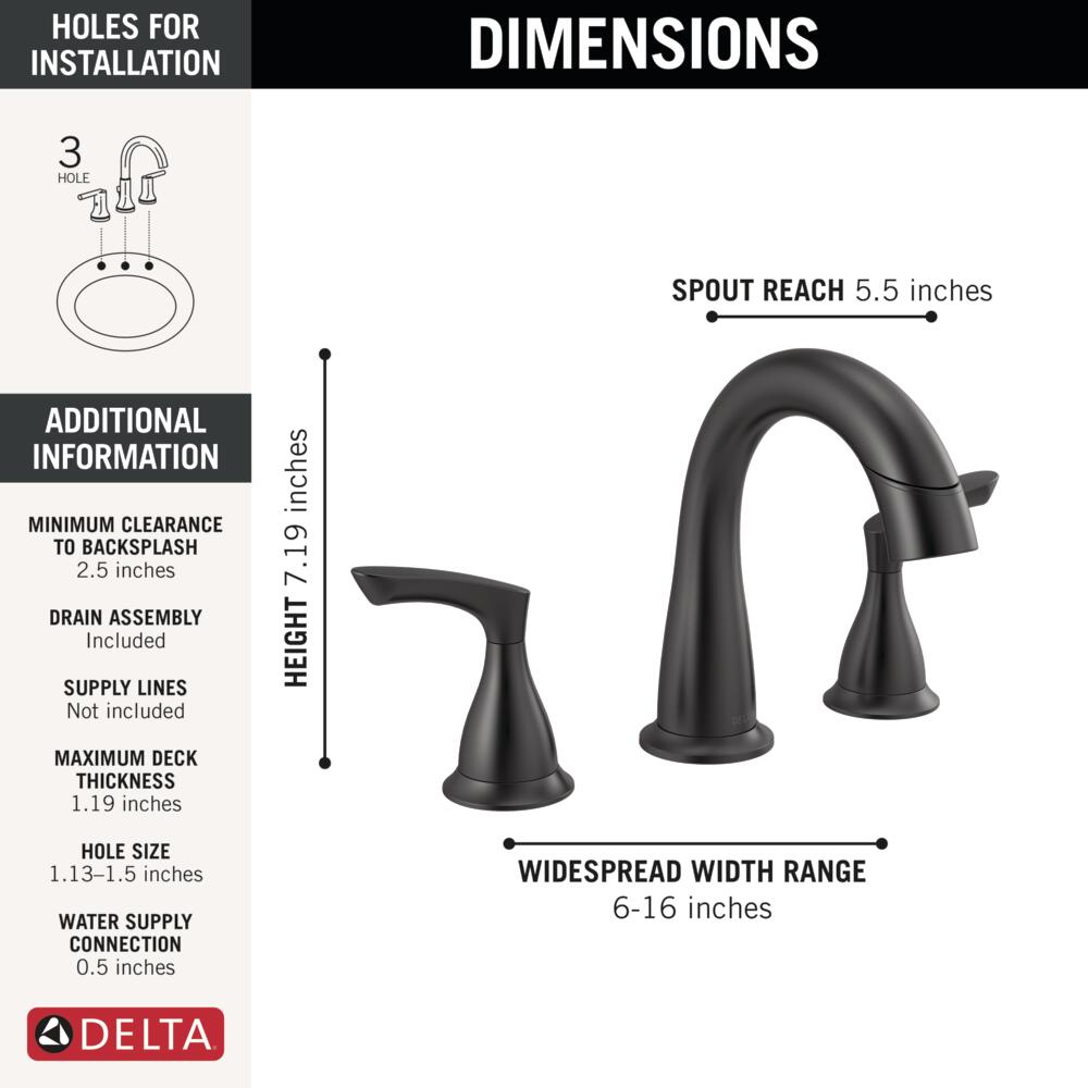 Delta Broadmoor Two Handle Widespread Pull-Down Bathroom Sink Faucet