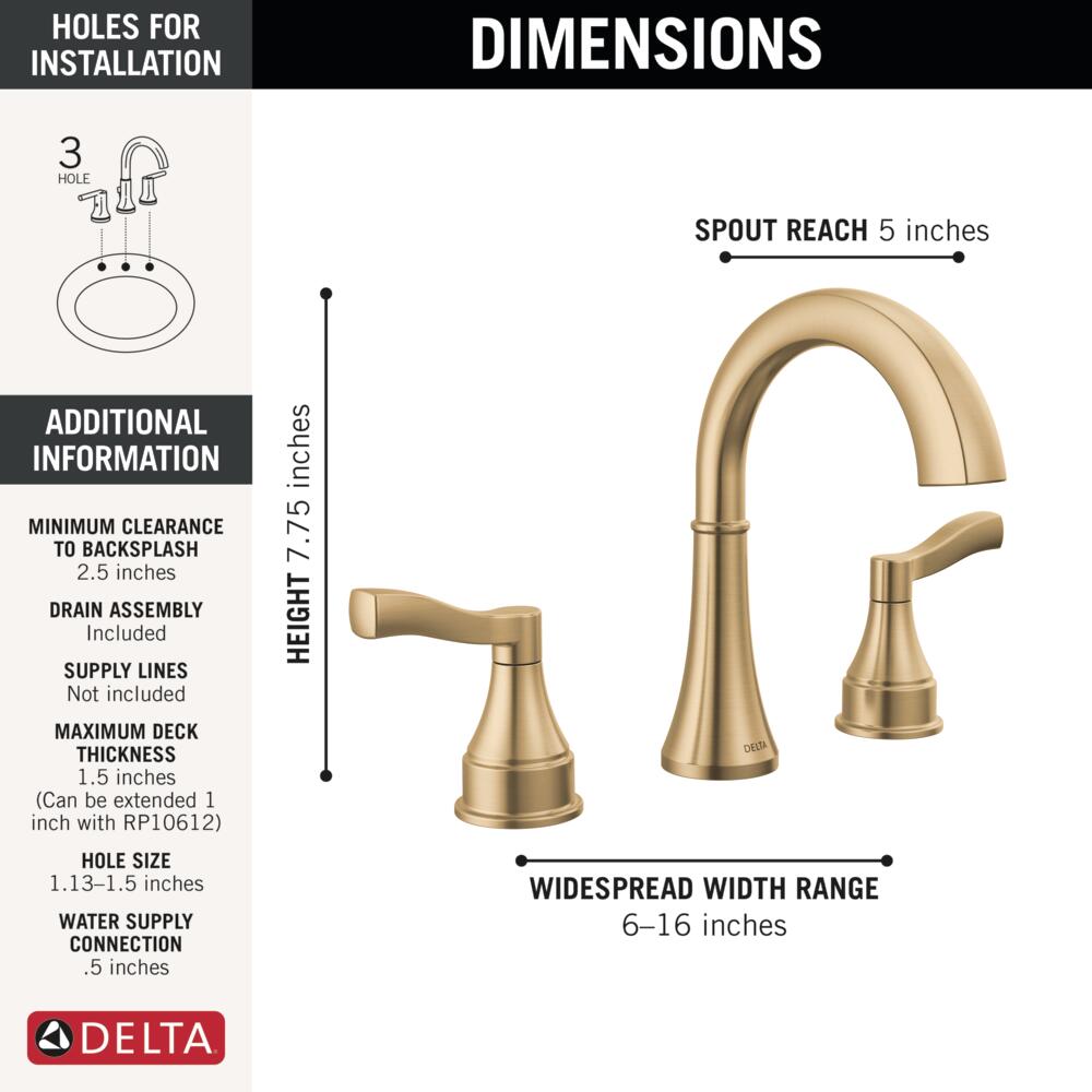 Delta Faryn Two Handle Widespread Bathroom Sink Faucet