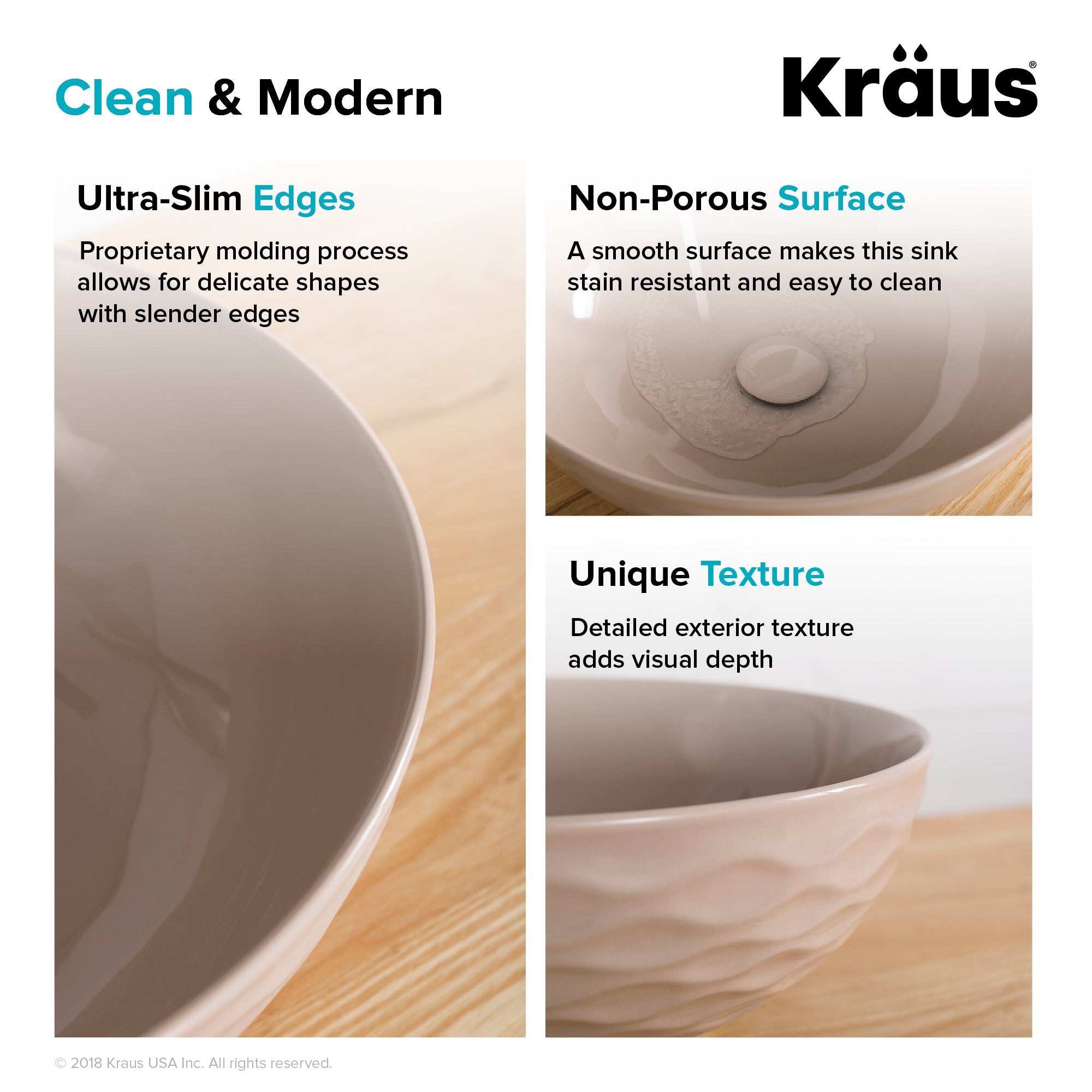 KRAUS Viva Round Porcelain Ceramic Vessel Bathroom Sink, 16 1/2 in. D x 5 1/2 in. H