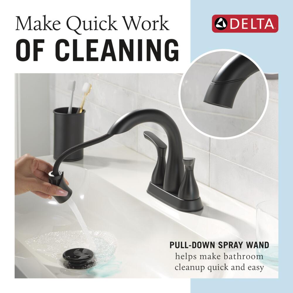 Delta Broadmoor Two Handle Centerset Pull-Down Bathroom Sink Faucet