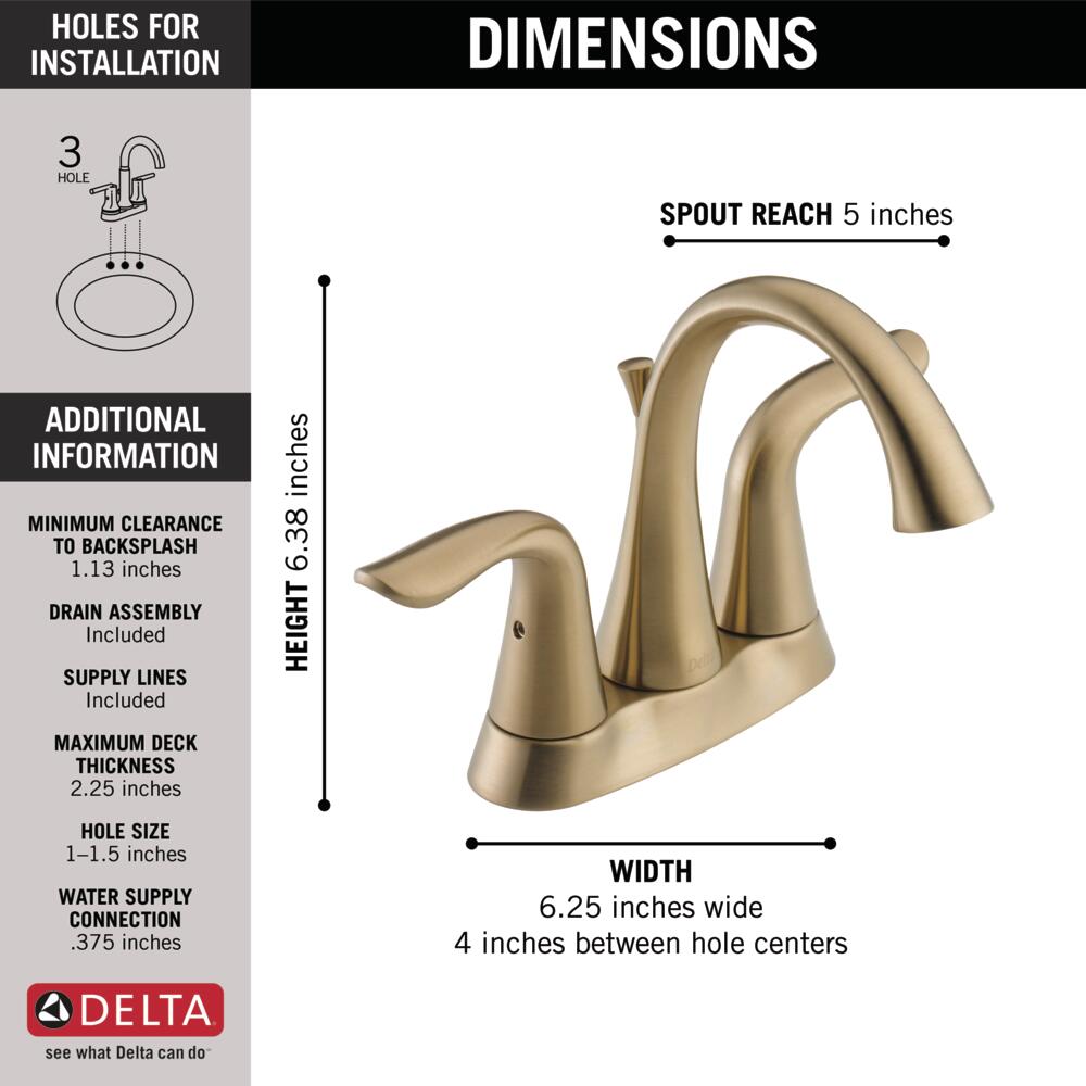 Delta Lahara Two Handle Centerset Bathroom Sink Faucet