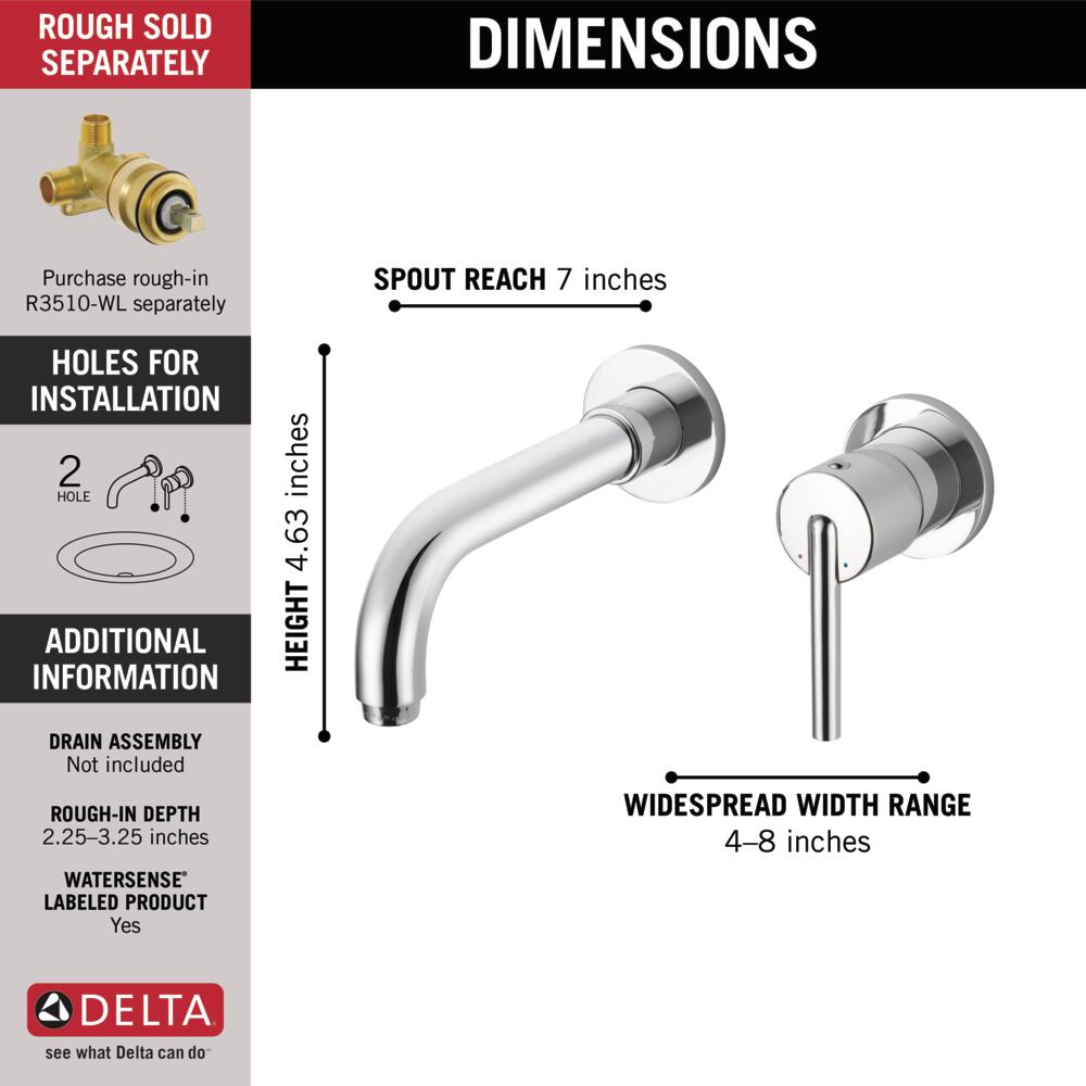 Delta Trinsic Single Handle Wall-Mount Bathroom Sink Faucet Trim