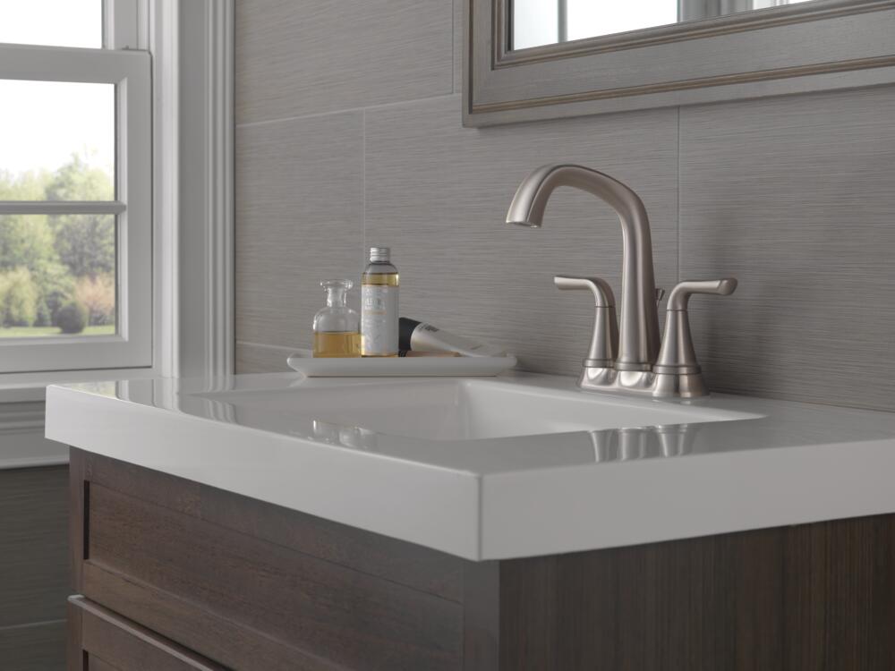 Delta Larkin Two Handle Centerset Bathroom Sink Faucet