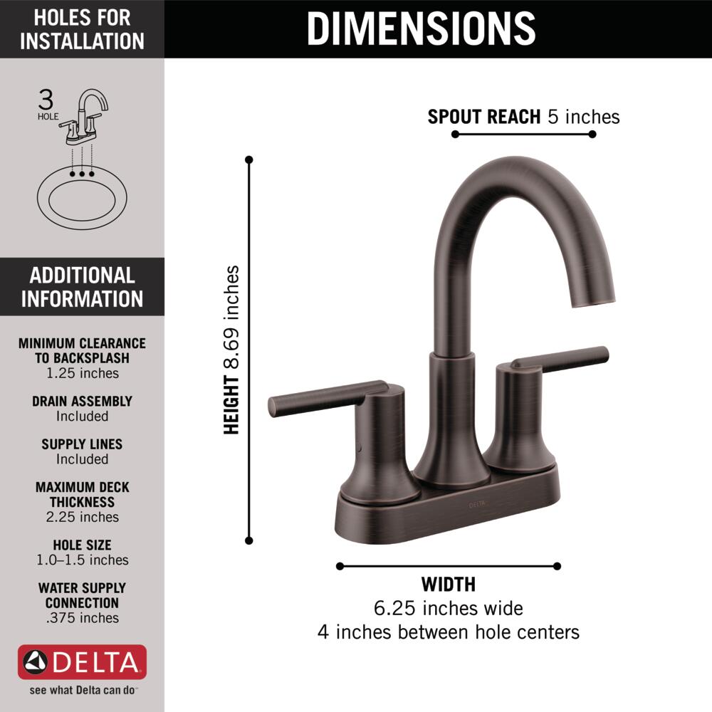 Delta Trinsic Two Handle Centerset Bathroom Sink Faucet