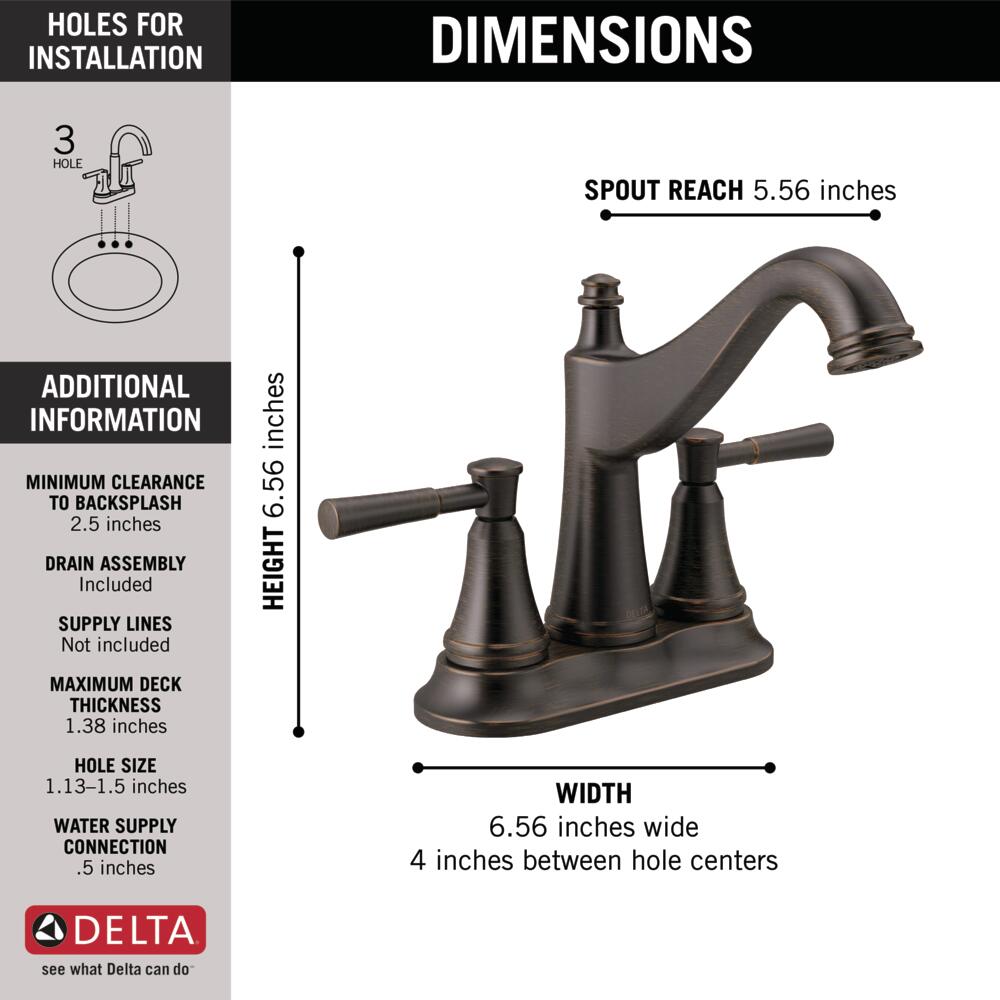 Delta Mylan Two Handle Centerset Bathroom Sink Faucet