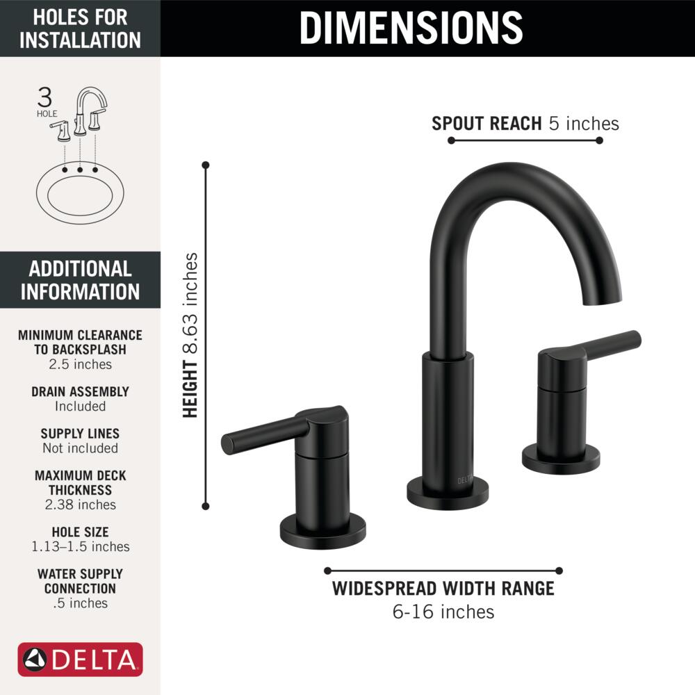 Delta Nicoli 2-Handle Widespread Bathroom Faucet