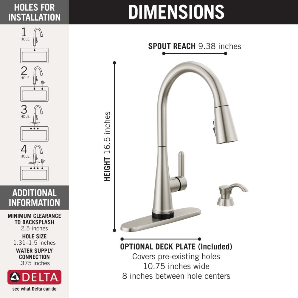 Delta Greydon 1-Handle Touch2O Pull-Down Kitchen Faucet