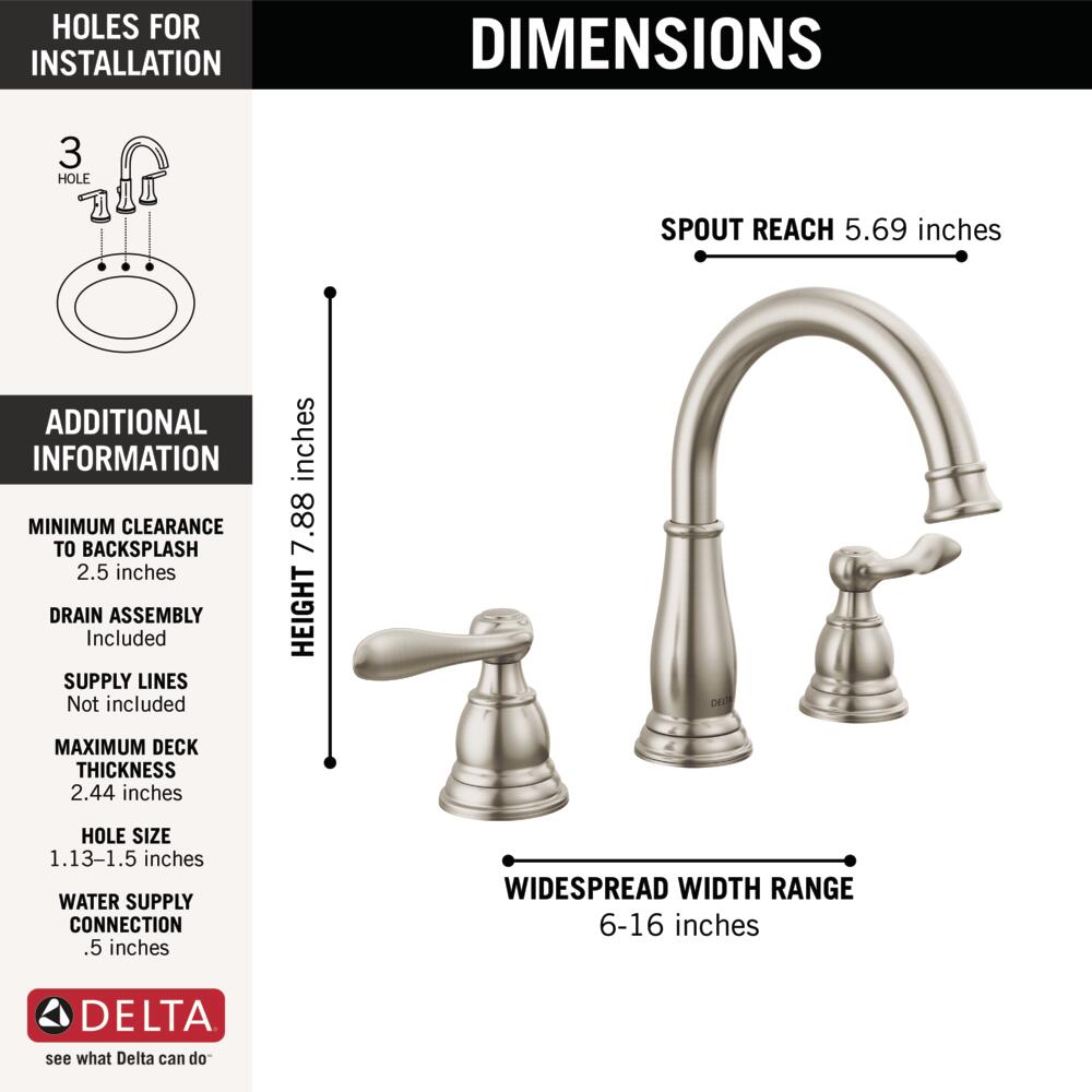 Delta Windemere Widespread Bathroom Sink Faucet Two Handle