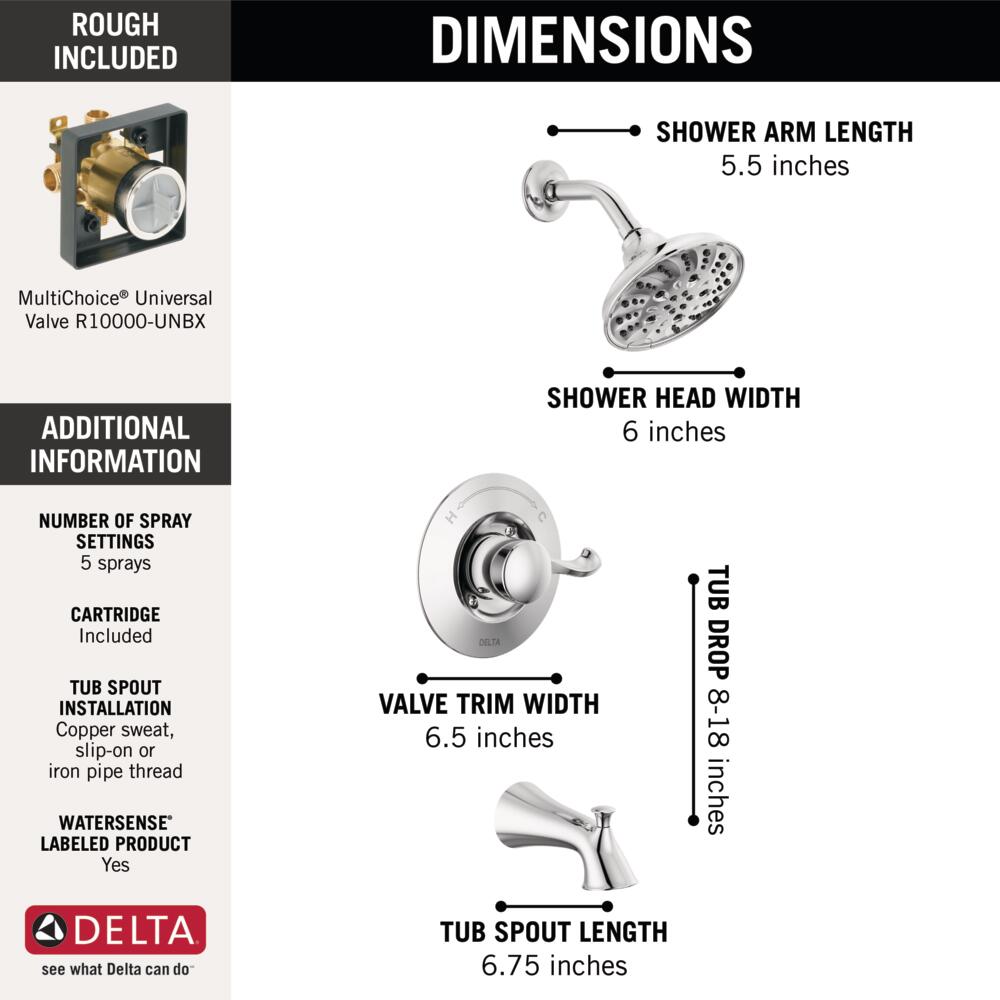 Delta Esato Tub and Shower Rough & Trim Single Handle 14 Series