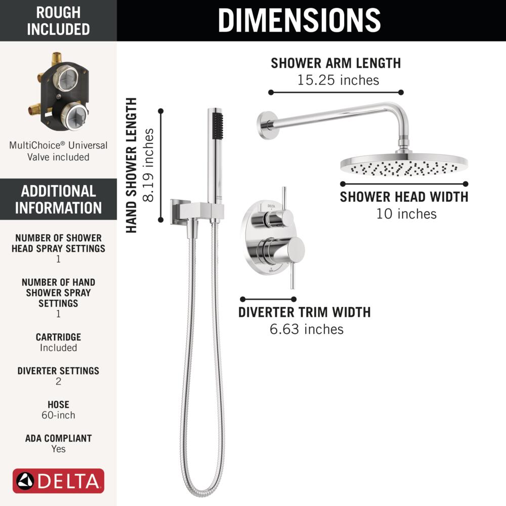 Delta Modern Modern 1-Spray Raincan Wall Mount Fixed and Handheld Shower Head 1.75 GPM