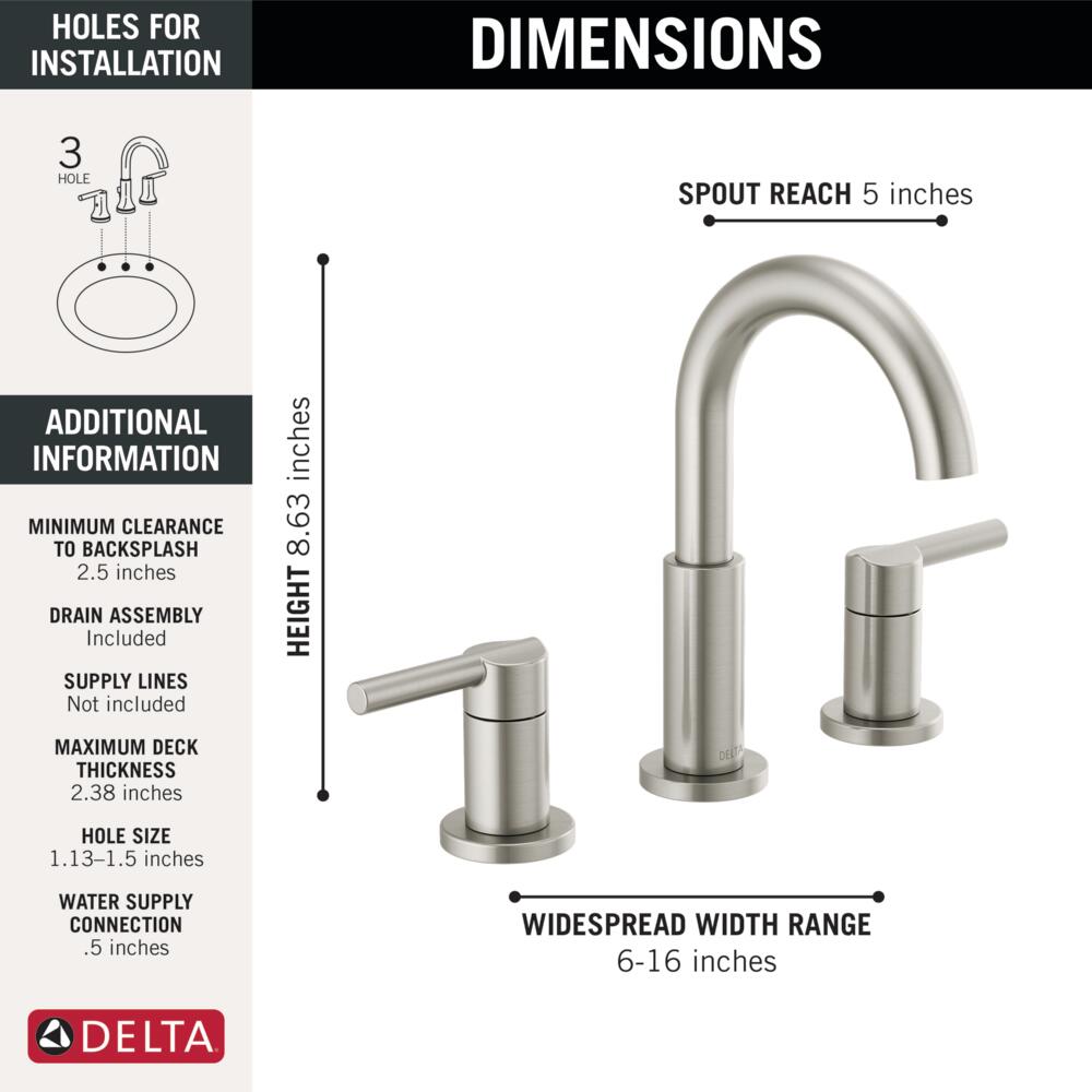 Delta Nicoli Two Handle Widespread Bathroom Sink Faucet