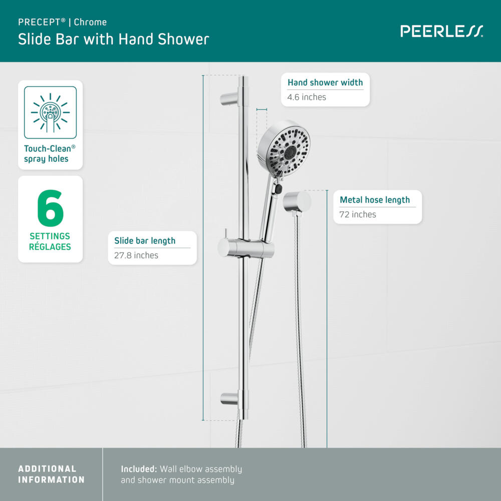 Peerless Precept Slide bar with hand shower